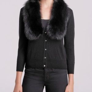Milly Black Fox Fur Cardigan Medium NWT!